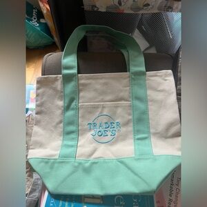 SOLD-Trader Joe’s Mini Tote Bag Pastel Seafoam Green Easter NWT